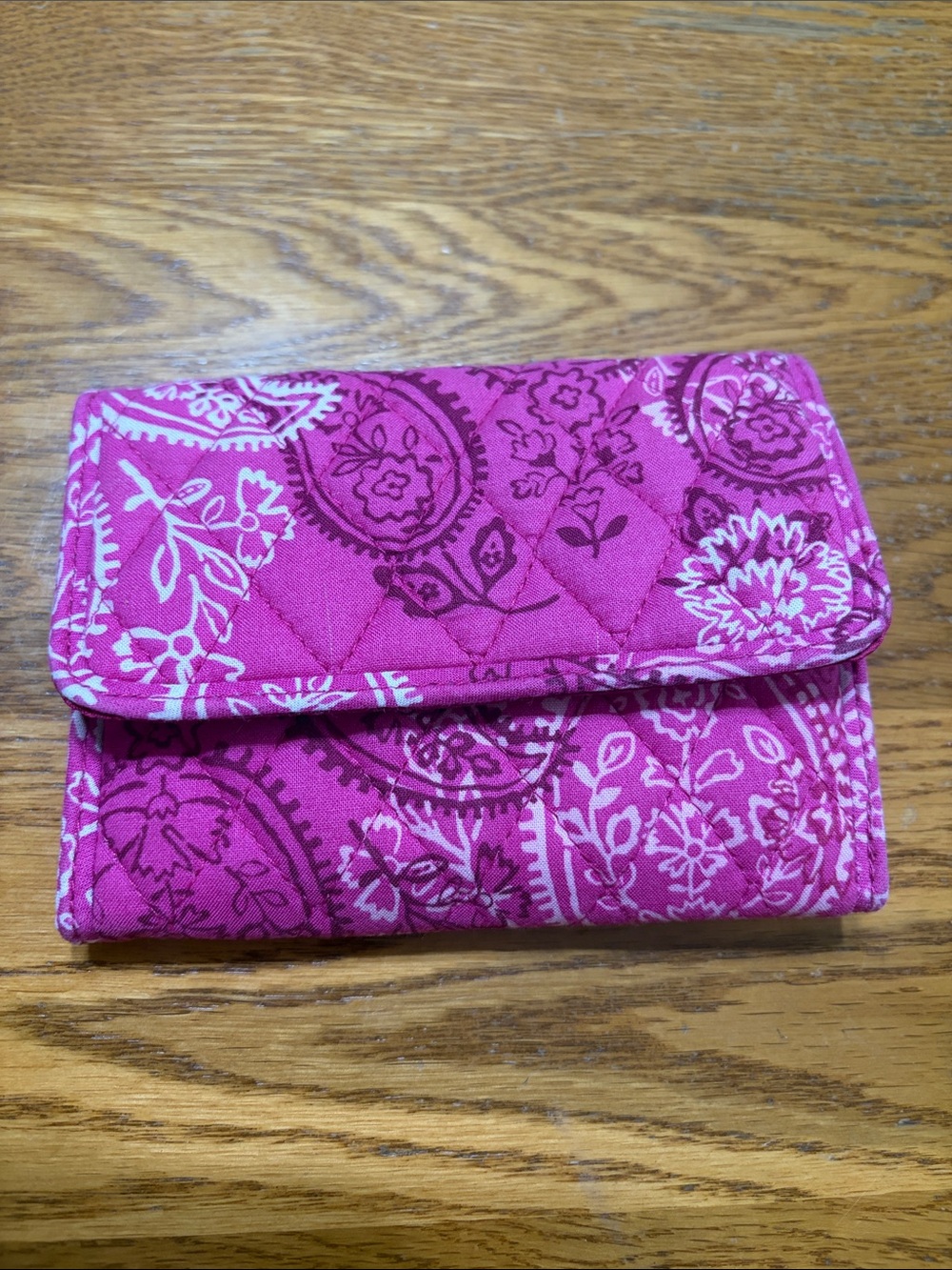 Vera Bradley pink & white stamped Paisley Quilted Wallet